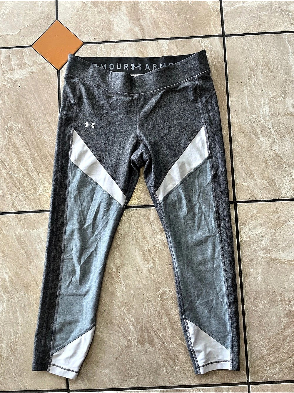 Under Armour HeatGear Colorblock Leggings Women's Leggings Gray & White
